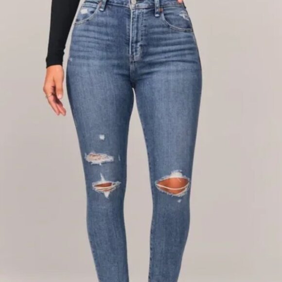 Abercrombie & Fitch Curve Love The Super Skinny Ankle Jeans High Rise - Picture 1 of 10